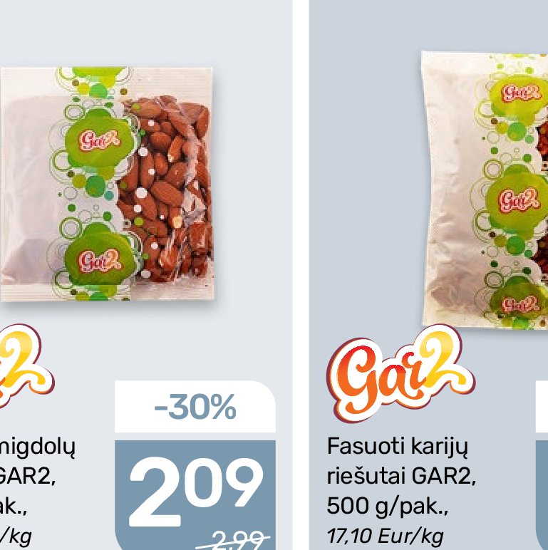 Fasuoti migdolų riešutai GAR2, 200 g
