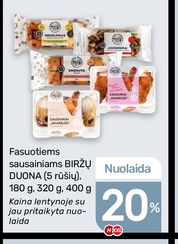 Fasuotiems sausainiams BIRŽŲ DUONA, 180 g