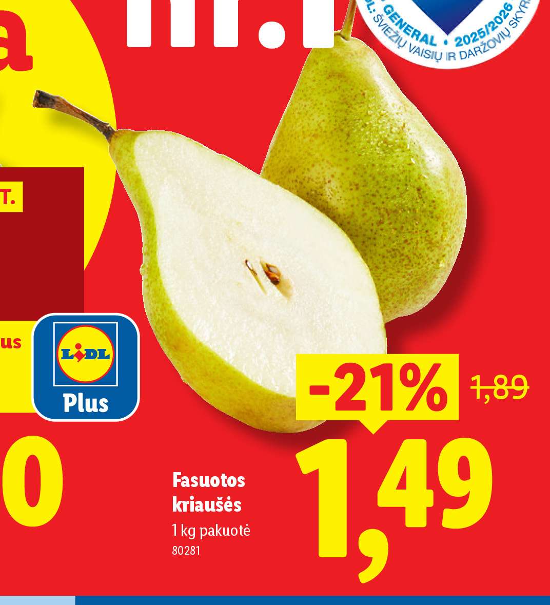 Fasuotos kriaušės, 1 kg