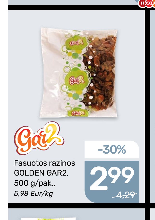 Fasuotos razinos GOLDEN GAR2, 500 g