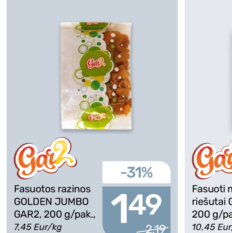 Fasuotos razinos GOLDEN JUMBO GAR2, 200 g
