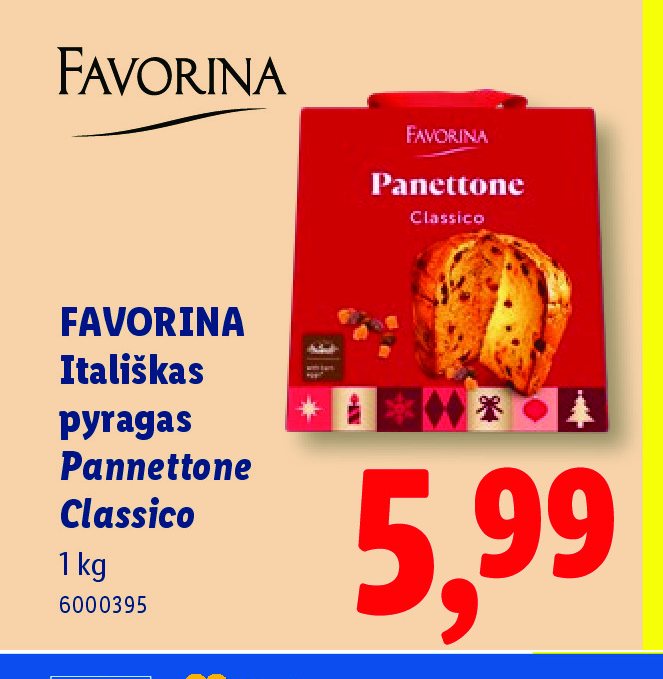 FAVORINA Itališkas pyragas Pannettone Classico, 1 kg