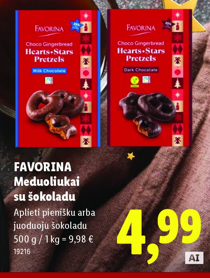 FAVORINA Meduoliukai su šokoladu, 500 g