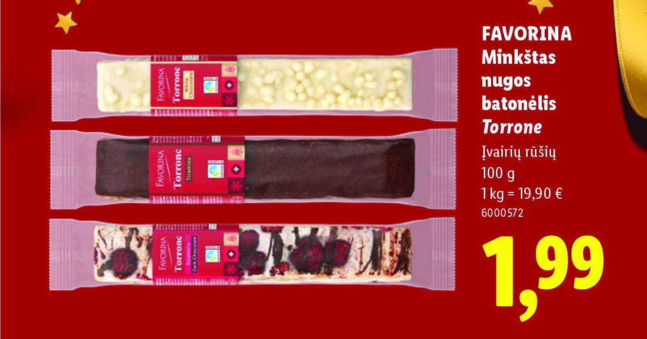 FAVORINA Minkštas nugos batonėlis Torrone, 100 g