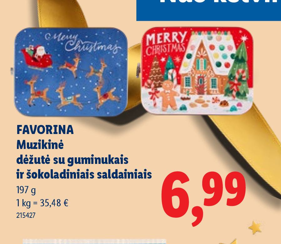FAVORINA Muzikinė dėžutė su guminukais ir šokoladiniais saldainiais, 197 g