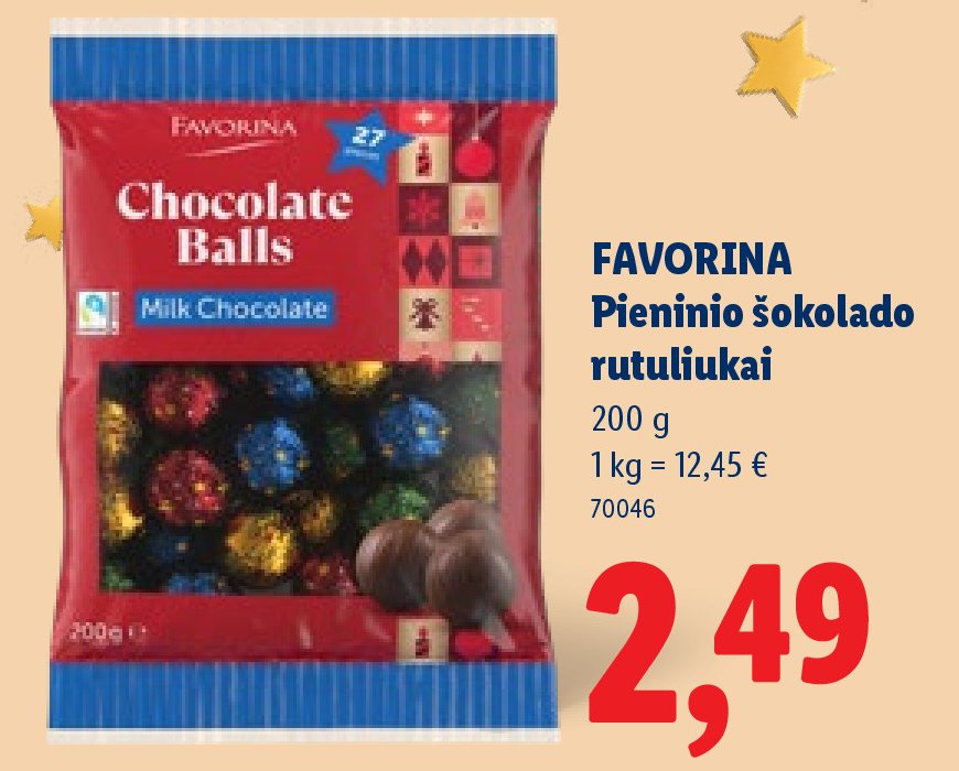 FAVORINA Pieninio šokolado rutuliukai, 200 g
