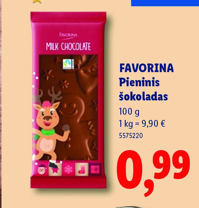 FAVORINA Pieninis šokoladas, 100 g