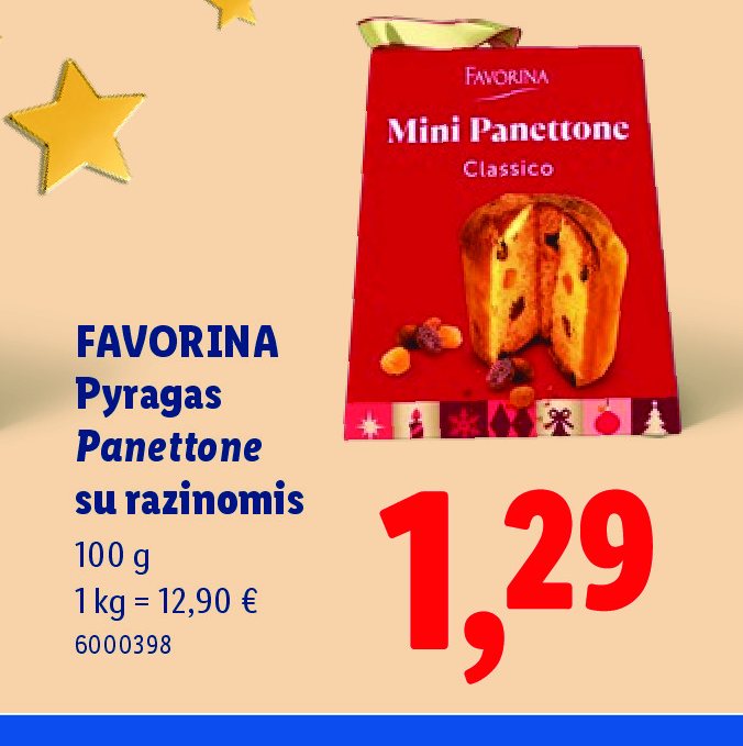 FAVORINA Pyragas Panettone su razinomis, 100 g