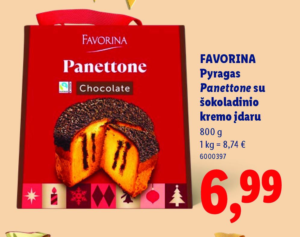 FAVORINA Pyragas Panettone su šokoladinio kremo įdaru, 800 g