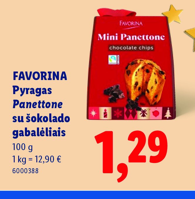 FAVORINA Pyragas Panettone su šokolado gabalėliais, 100 g