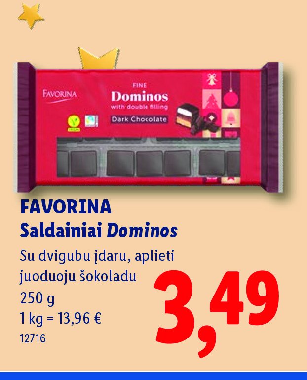 FAVORINA Saldainiai Dominos, 250 g