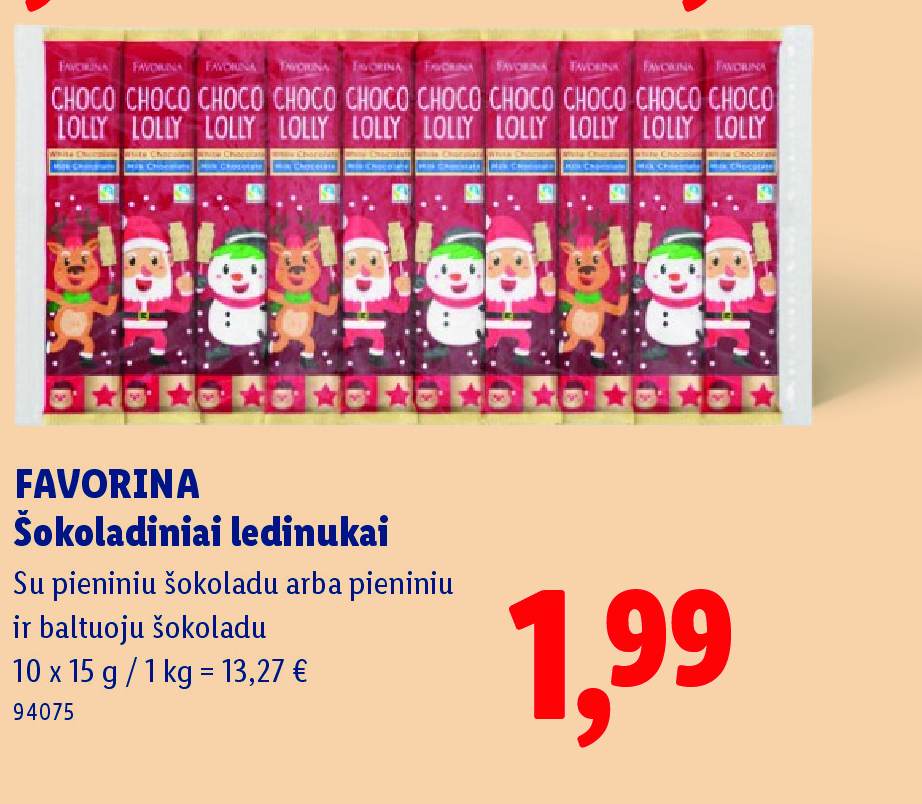 FAVORINA Šokoladiniai ledinukai, 10 x 15 g
