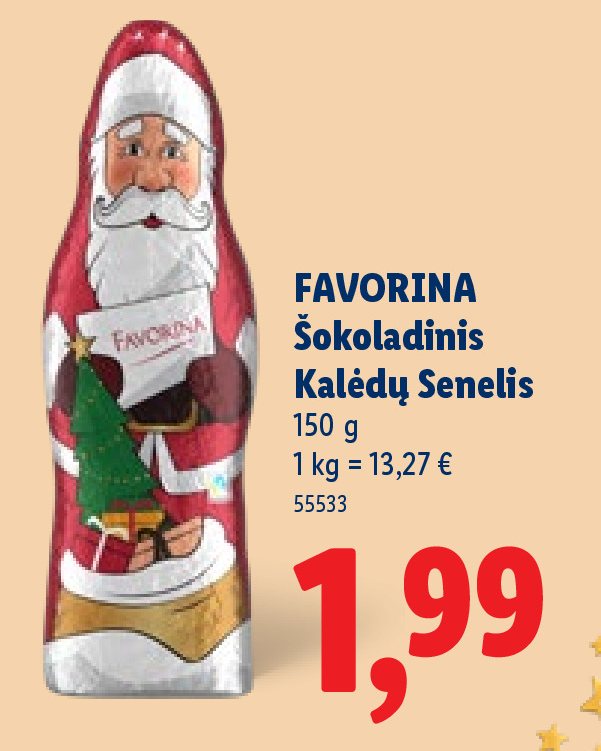 FAVORINA Šokoladinis Kalėdų Senelis, 150 g