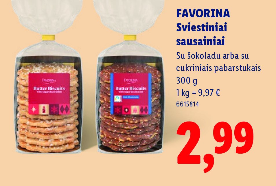 FAVORINA Sviestiniai sausainiai, 300 g