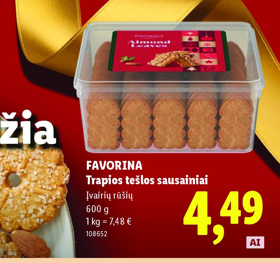 FAVORINA Trapios tešlos sausainiai, 600 g