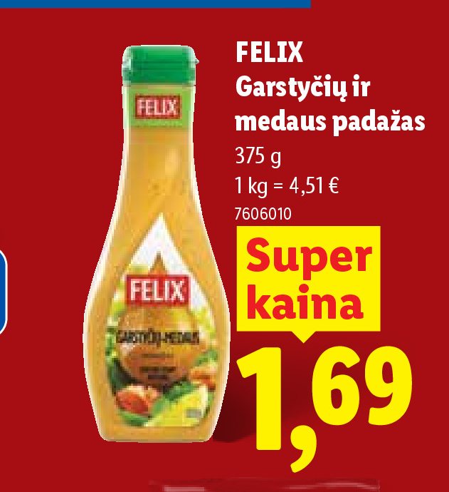 FELIX Garstyčių ir medaus padažas, 375 g