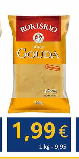 Fermentinis ROKIŠKIO GOUDA sūris, 200 g