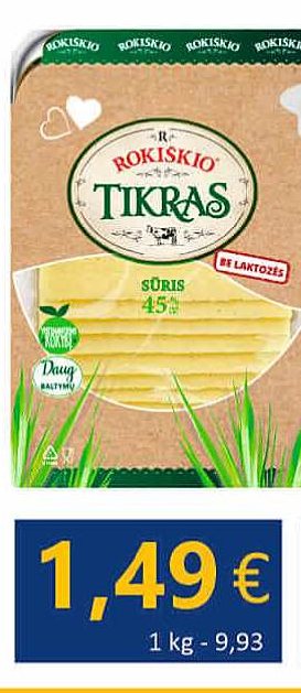 Fermentinis ROKIŠKIO TIKRAS sūris riekelėmis, 150 g