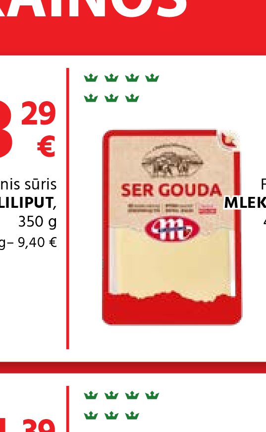 Fermentinis sūris MLEKOVITA GOUDA, 500 g
