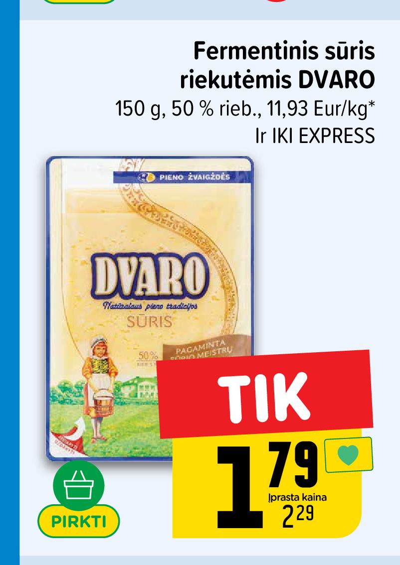 Fermentinis sūris riekutėmis DVARO, 150 g
