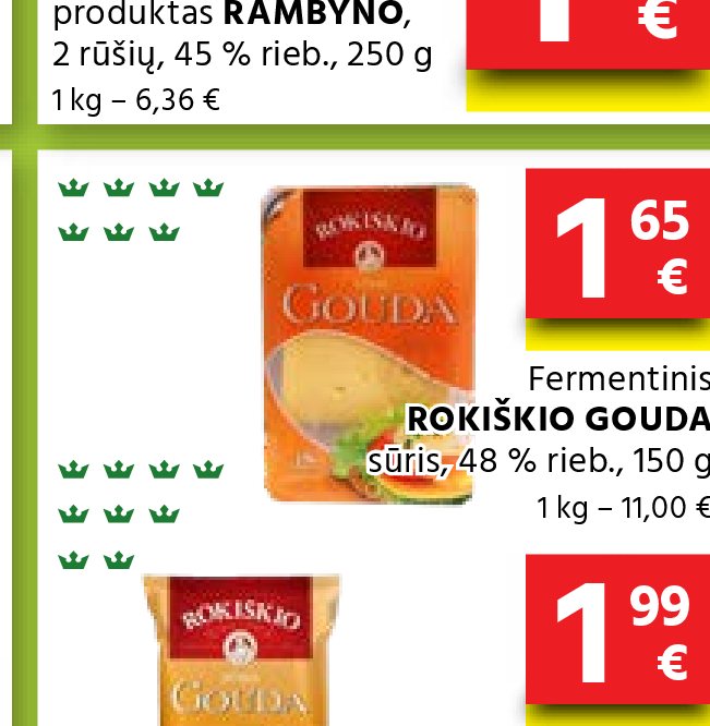 Fermentinis sūris ROKIŠKIO GOUDA, 150 g