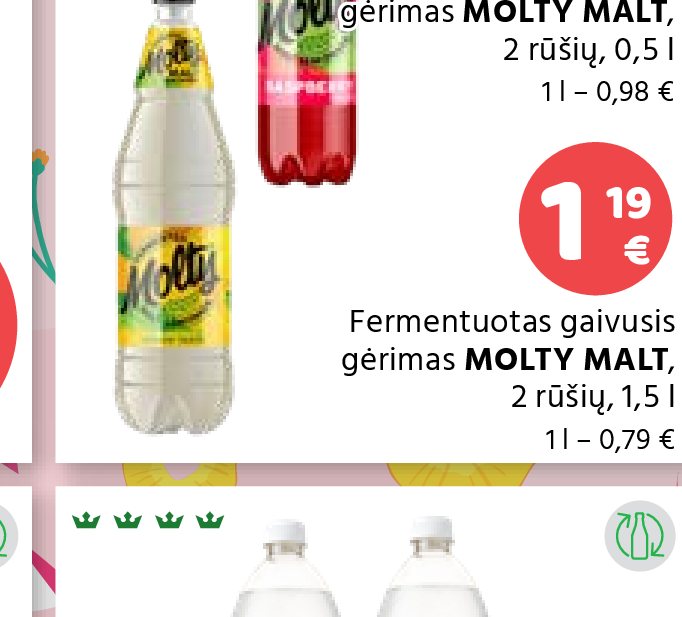 Fermentuotas gaivusis gėrimas MOLTY MALT, 1.5 l