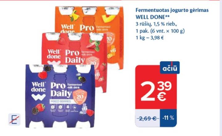 Fermentuotas jogurto gėrimas WELL DONE, 100 g