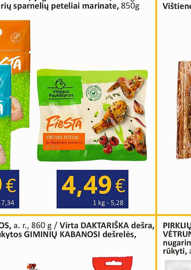 FIESTA viščukų broilerių sparnelių peteliai marinate, 850 g