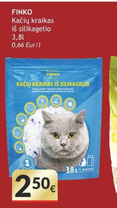 FINKO Kačių kraikas iš silikagelio, 3.8 l
