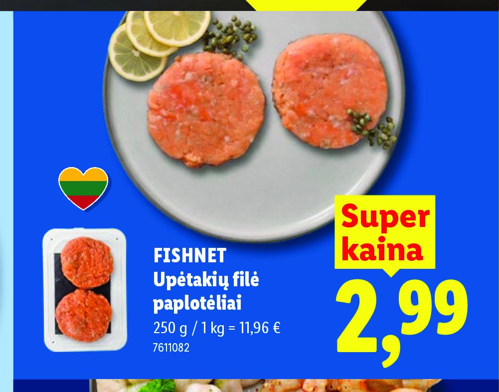 FISHNET Upėtakių filė paplotėliai, 250 g