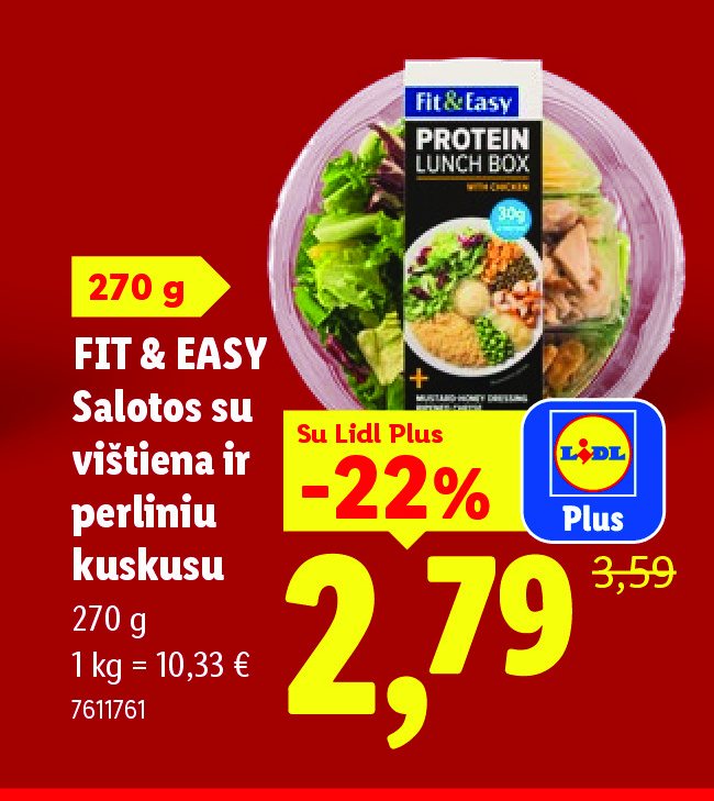FIT & EASY Salotos su vištiena ir perliniu kuskusu, 270 g
