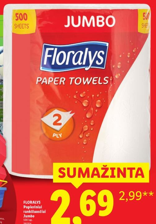 FLORALYS Popieriniai rankšluosčiai Jumbo