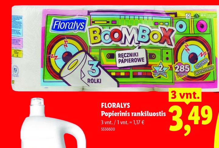 FLORALYS Popierinis rankšluostis, 3 vnt
