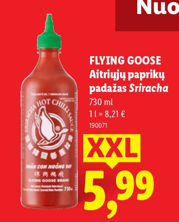 FLYING GOOSE Aitriųjų paprikų padažas Sriracha, 730 ml