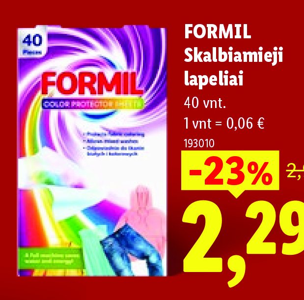FORMIL Skalbiamieji lapeliai, 40 vnt