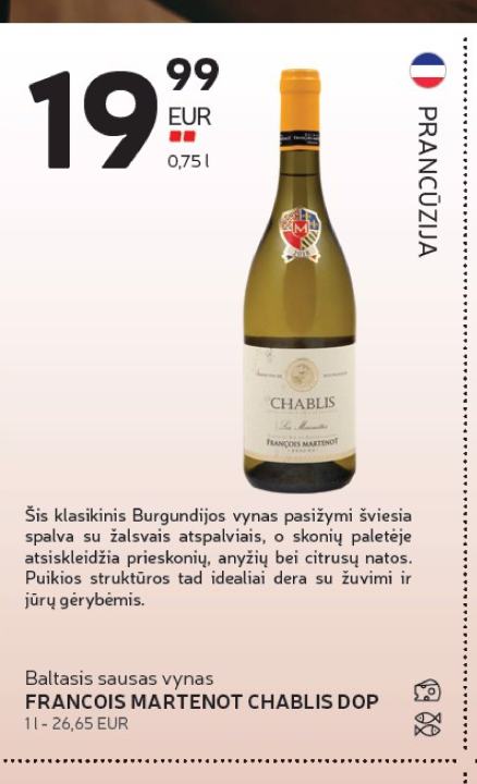 FRANCOIS MARTENOT CHABLIS DOP, 0.75 l