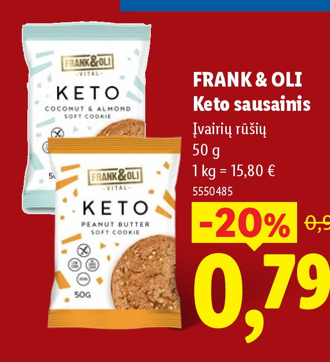 FRANK & OLI Keto sausainis, 50 g
