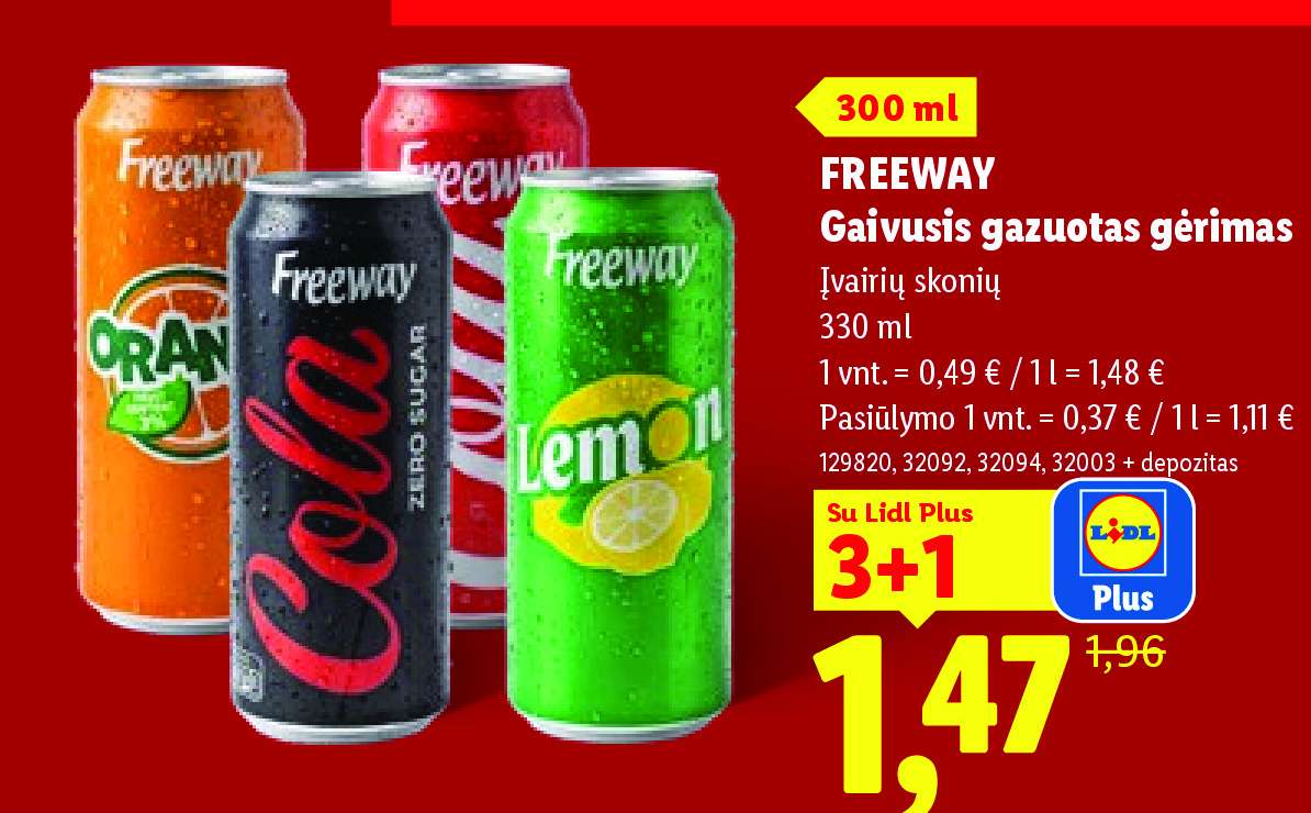 FREEWAY Gaivusis gazuotas gėrimas, 330 ml