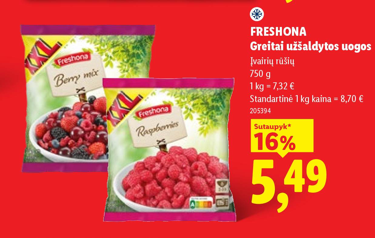 FRESHONA Greitai užšaldytos uogos, 750 g