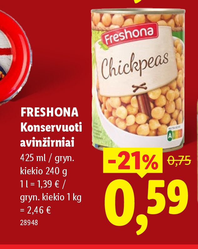 FRESHONA Konservuoti avinžirniai, 425 ml