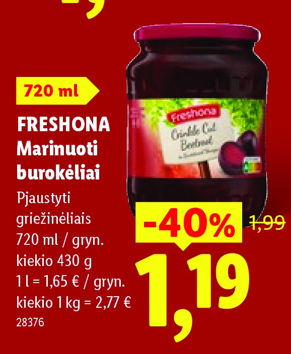 FRESHONA Marinuoti burokėliai, 720 ml