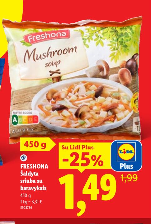 FRESHONA Šaldyta sriuba su baravykais, 450 g