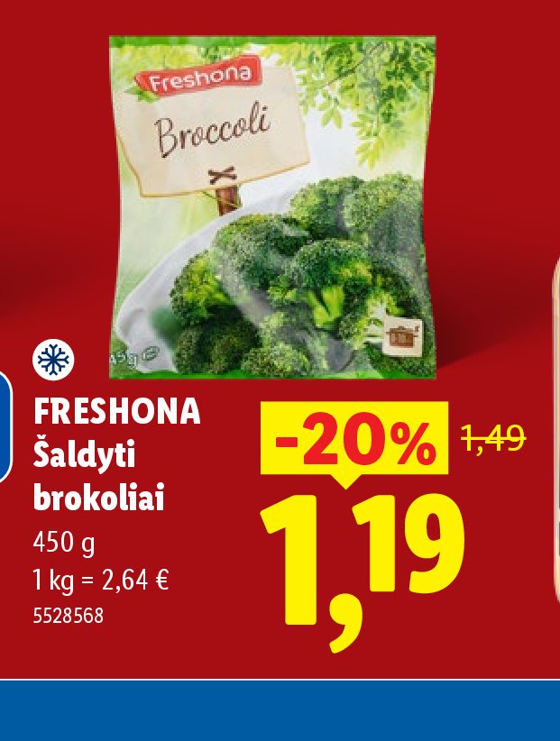 FRESHONA Šaldyti brokoliai, 450 g