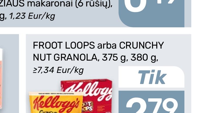 FROST LOOPS arba CRUNCHY NUT GRANOLA, 375 g