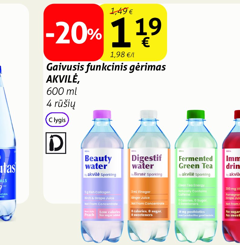 Gaivusis funkcinis gėrimas AKVILĖ, 600 ml