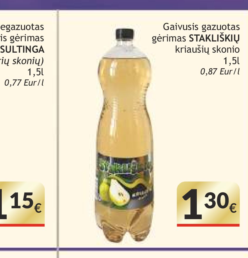 Gaivusis gazuotas gėrimas STAKLIŠKIŲ, 1.5 l