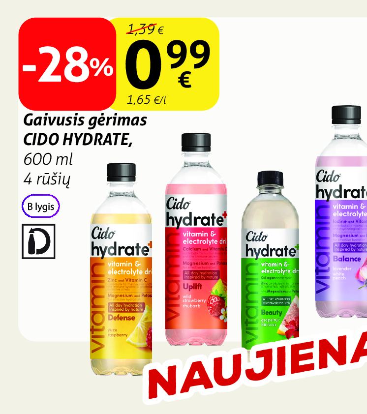 Gaivusis gėrimas CIDO HYDRATE, 600 ml