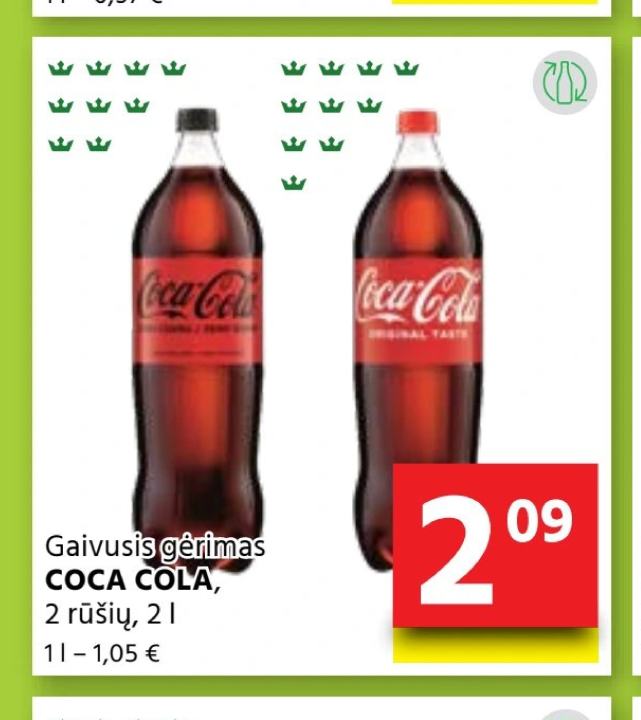 Gaivusis gėrimas COCA COLA, 2 l