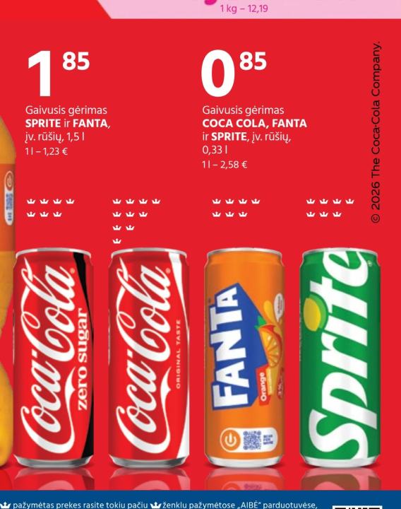 Gaivusis gėrimas COCA COLA, FANTA ir SPRITE, 0.33 l