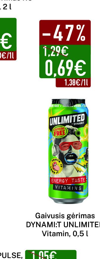 Gaivusis gėrimas DYNAM:IT UNLIMITED Vitamin, 0.5 l